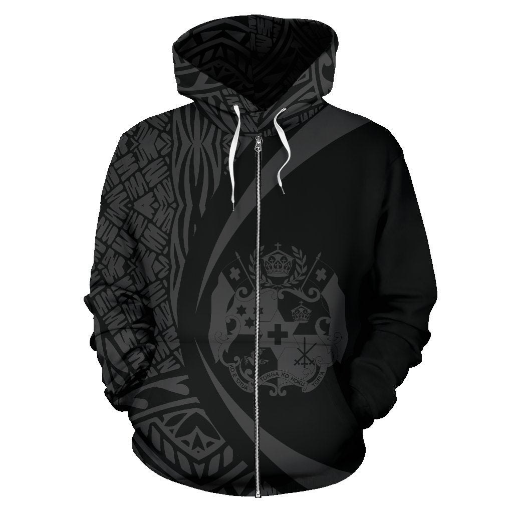 Zip Up Hoodie Tonga Polynesian Up Custom - Circle - Vibe Hoodie Shop