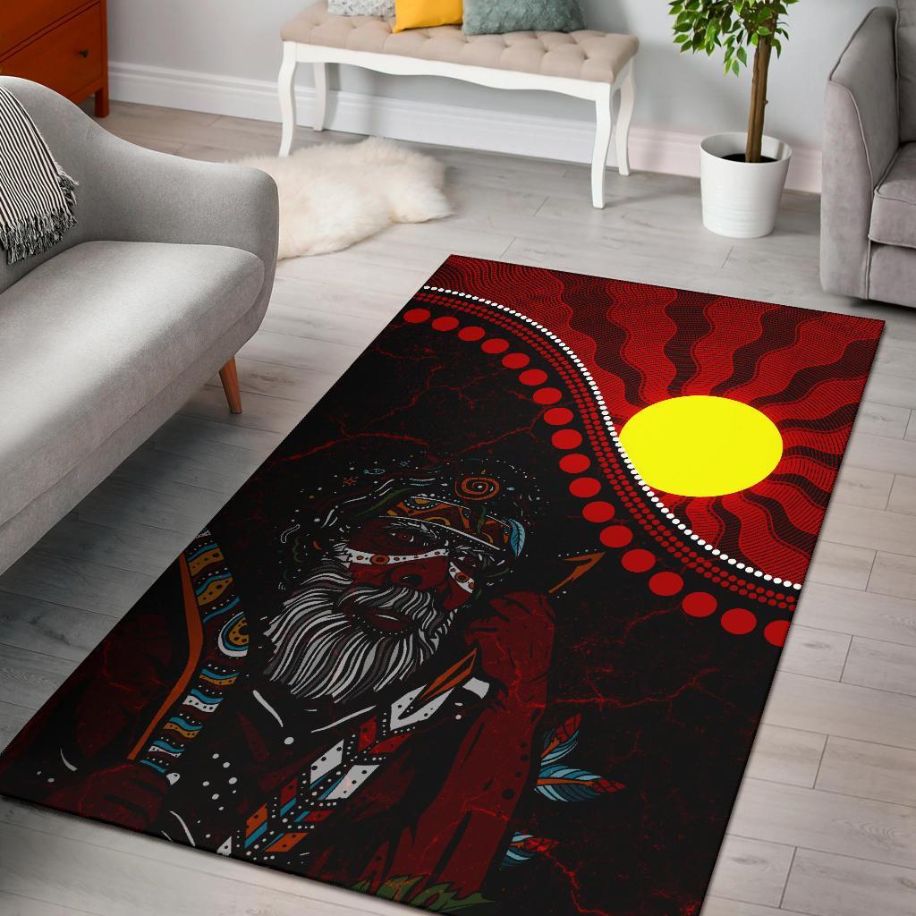 Aboriginal Area Rug - Indigenous People And Sun - Vibe Hoodie Shop