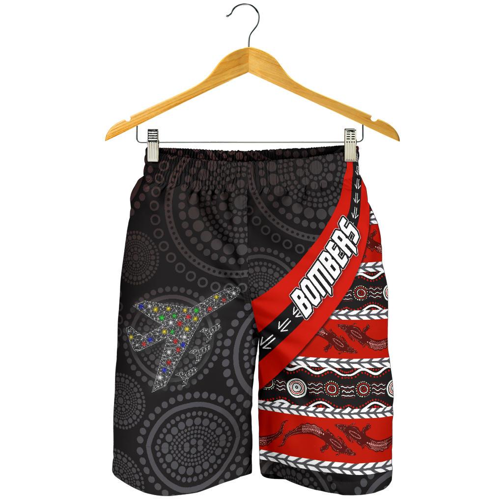 NAIDOC Essendon Men Shorts Aboriginal Bombers - Vibe Hoodie Shop