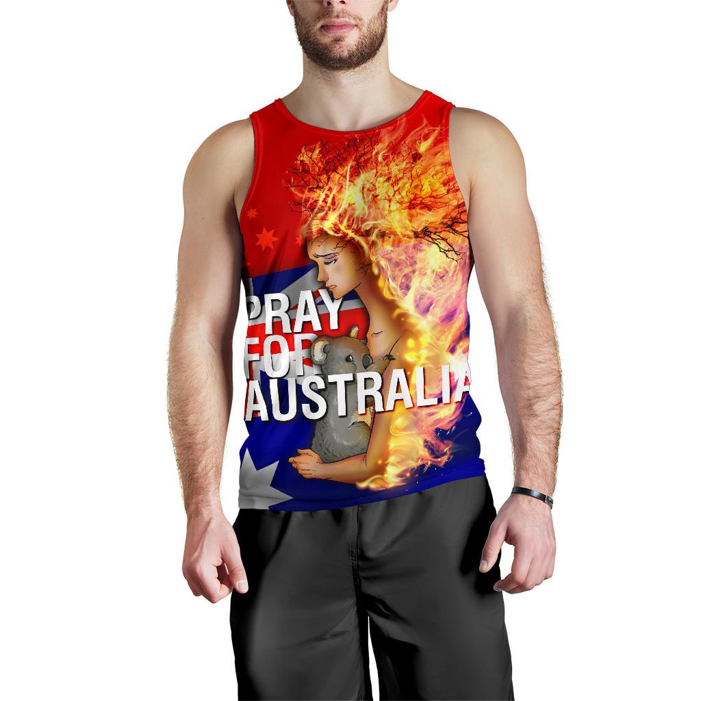 Men's Tank Top - Pray for Australia - Bushfire Mens Tank - Unisex - Vibe Hoodie Shop