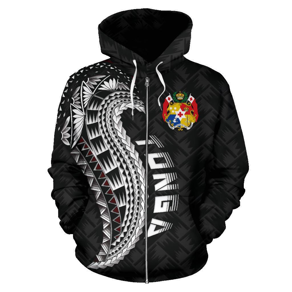 Zip Up Hoodie Tonga, Tonga Tattoo Polynesian Wings Style - Vibe Hoodie Shop