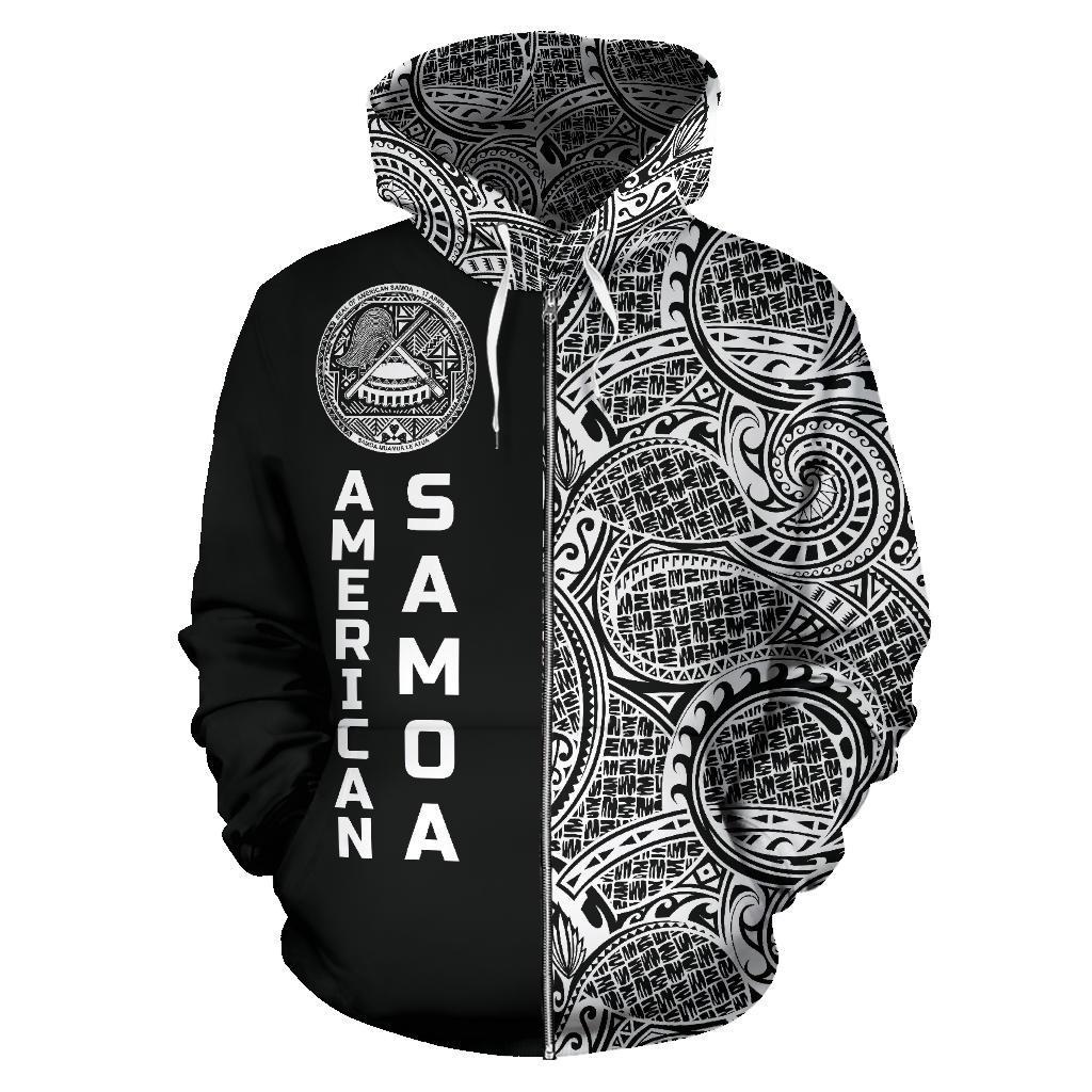 American Samoa Zip - Up Hoodie - Half Style Polynesian - Vibe Hoodie Shop