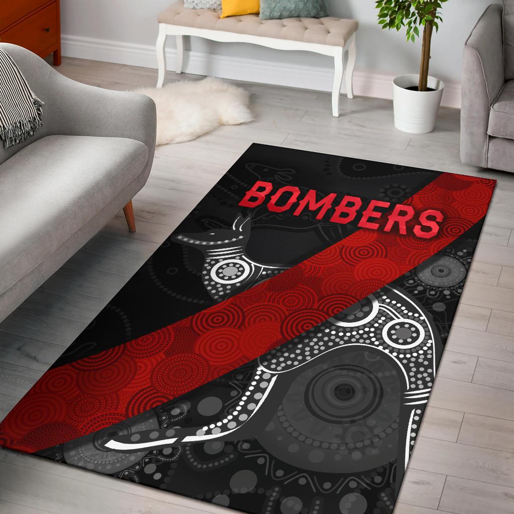 Essendon Area Rug Indigenous Bombers - Black - Vibe Hoodie Shop