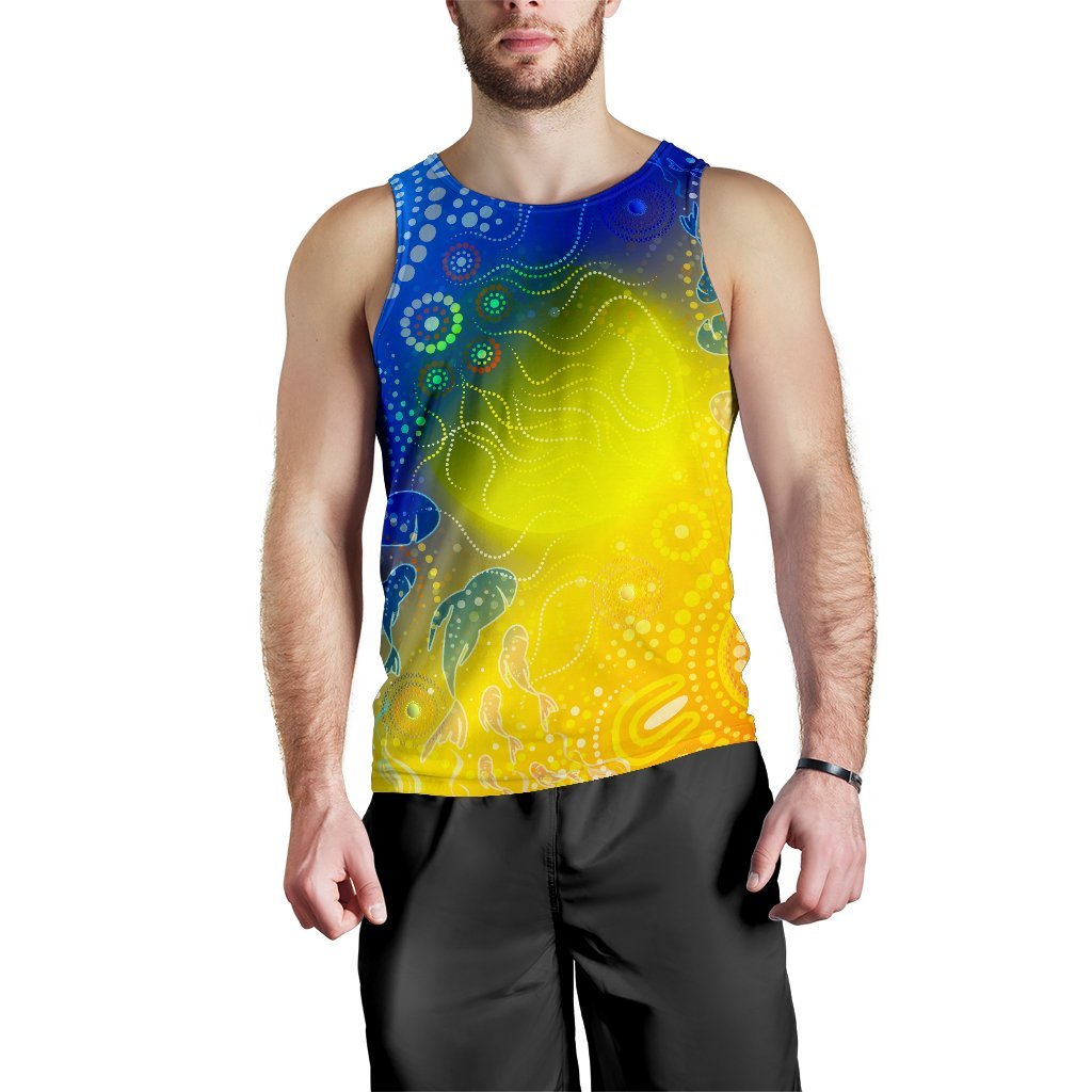 Aboriginal Men's Tank Top - Indigenous Fishing - Vibe Hoodie Shop