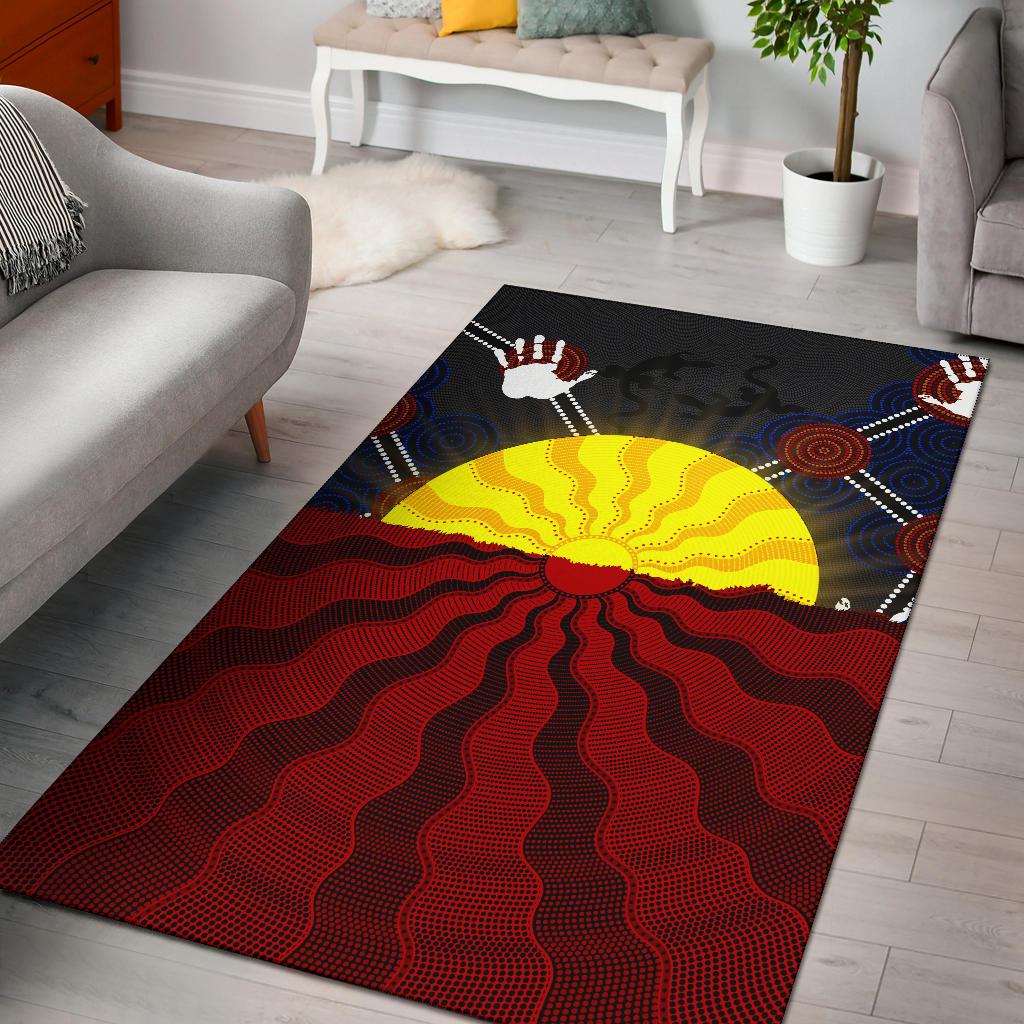 Aboriginal Area Rug, Aboriginal Lives Matter Flag Sun Dot Painting - Vibe Hoodie Shop