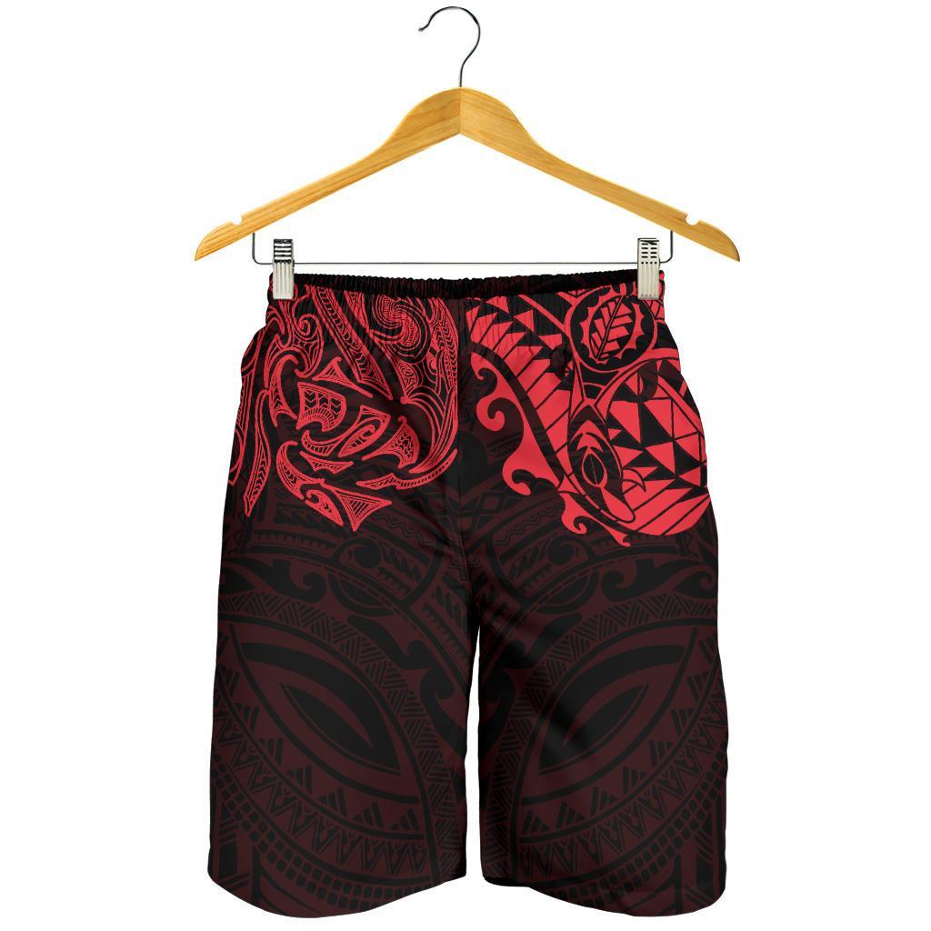 New Zealand All Over Print Men's Shorts, Maori Polynesian Tattoo Red - Vibe Hoodie Shop