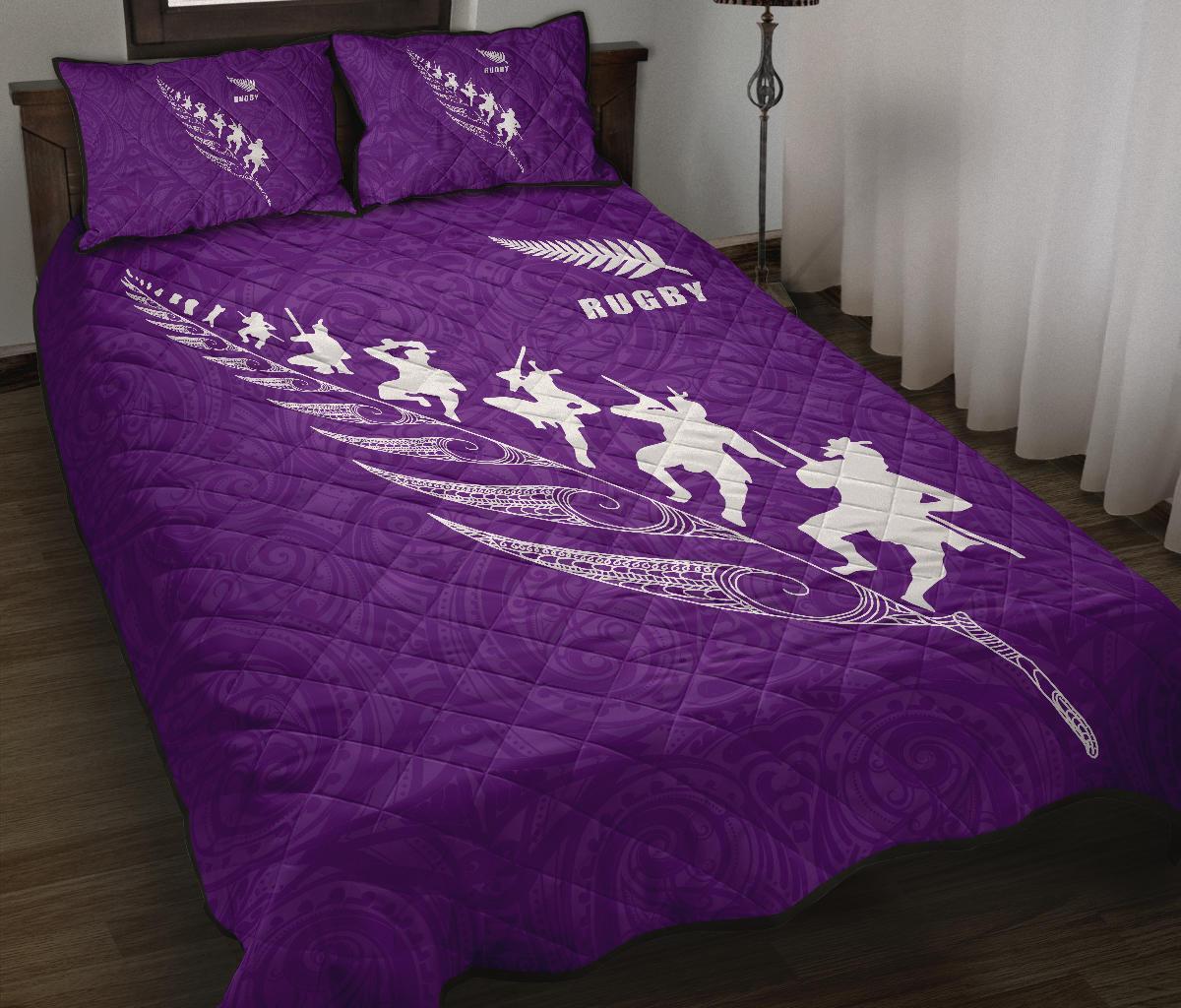 Quilt Bed Set New Zealand Rugby Haka Violet - Vibe Hoodie Shop