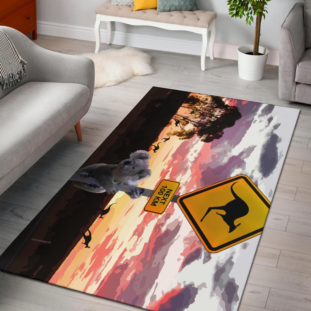 Area Rug - Koala Rug Kangaroo Sign Sunset Landscape Art - Vibe Hoodie Shop