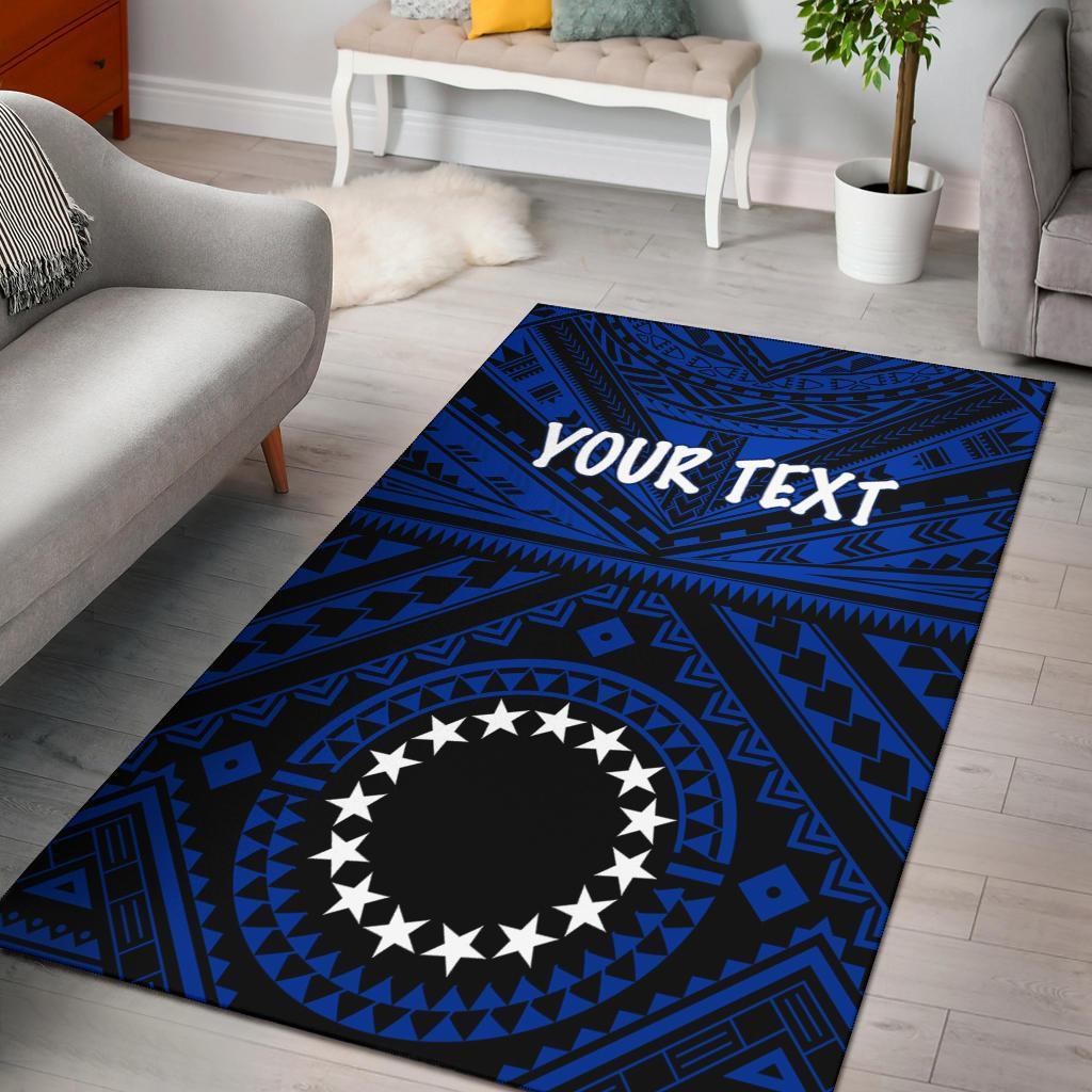 Cook Islands Personalised Area Rug Seal With Polynesian Tattoo Style (Blue) - Vibe Hoodie Shop