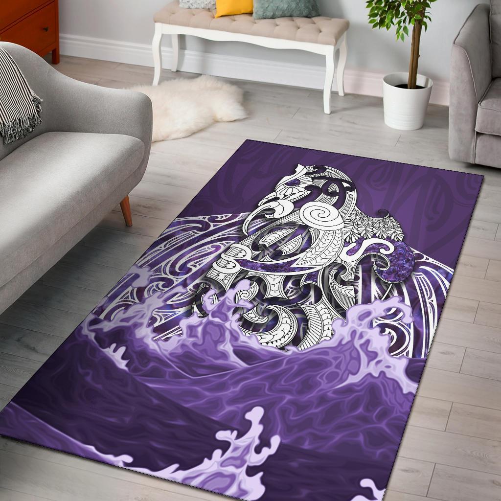 Maori Manaia The Blue Sea Area Rug, Purple - Vibe Hoodie Shop