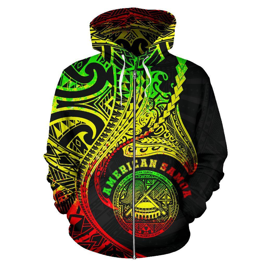 American Samoa Hoodie Kanaloa Tatau Gen As - Reggae (Zip) - Vibe Hoodie Shop