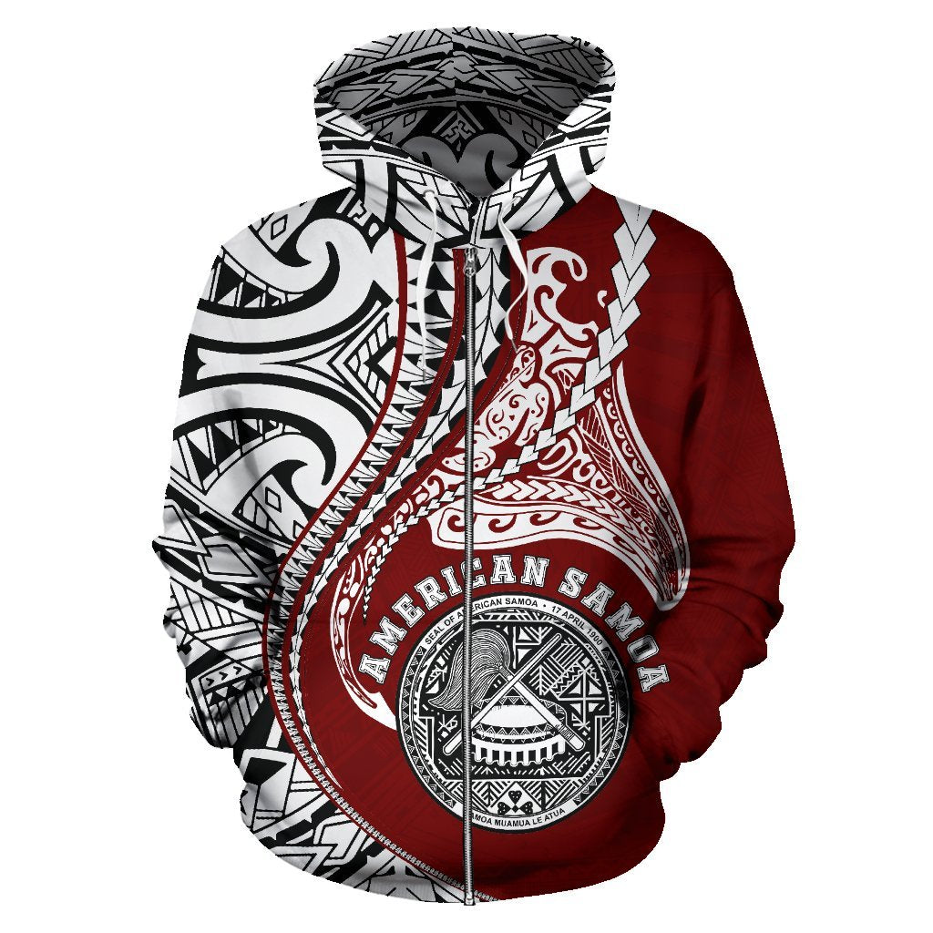 American Samoa Hoodie Kanaloa Tatau Gen As (Zip) (Red) - Vibe Hoodie Shop