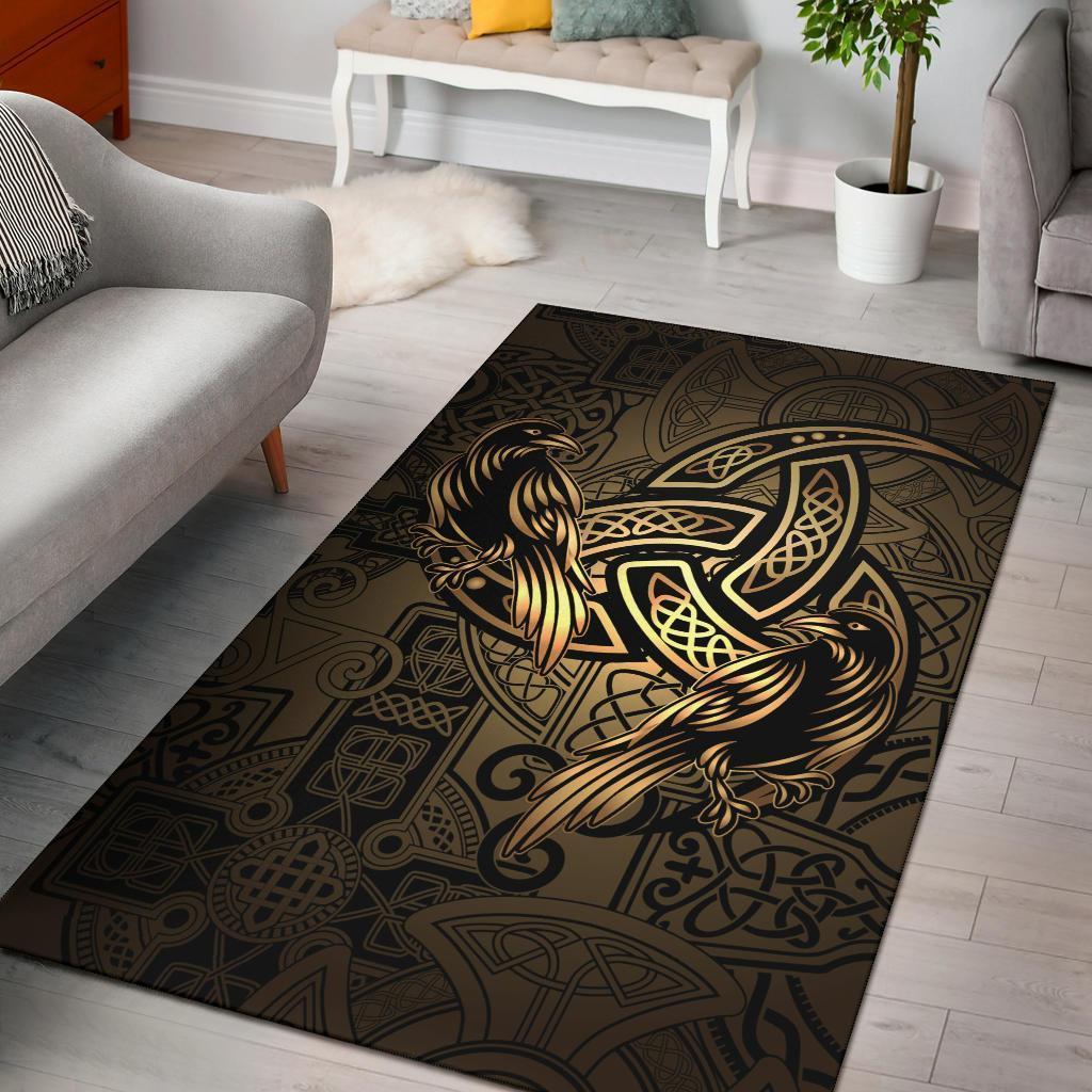 Celtic Area Rug - Celtic Cross With Raven - Vibe Hoodie Shop