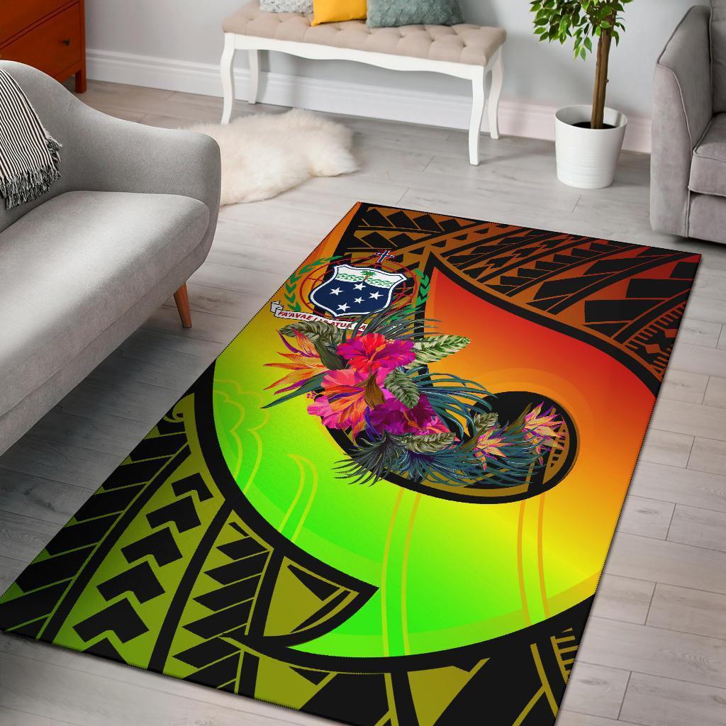 Samoa Area Rug - Polynesian Hook And Hibiscus (Reggae) - Vibe Hoodie Shop