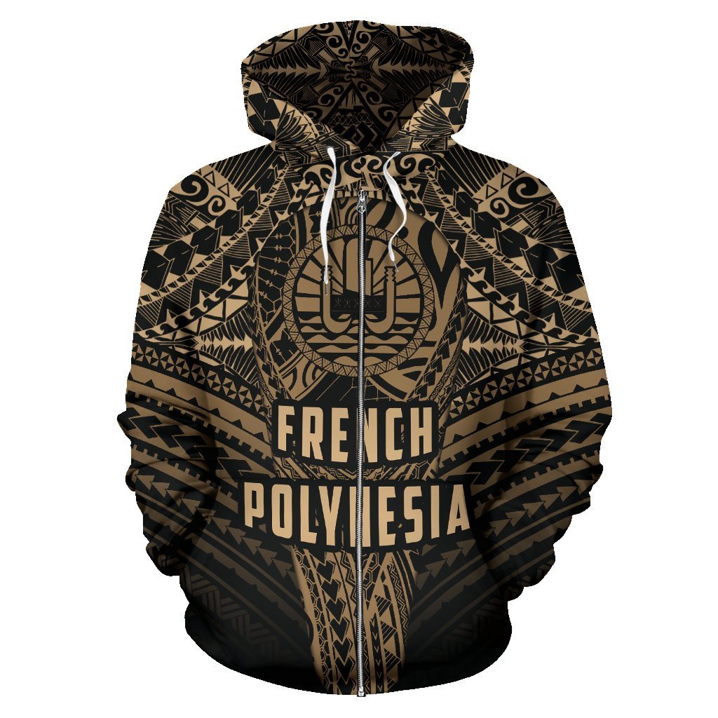 French Polynesia Hoodie Polynesian Tattoo Zip Hoodie - Vibe Hoodie Shop