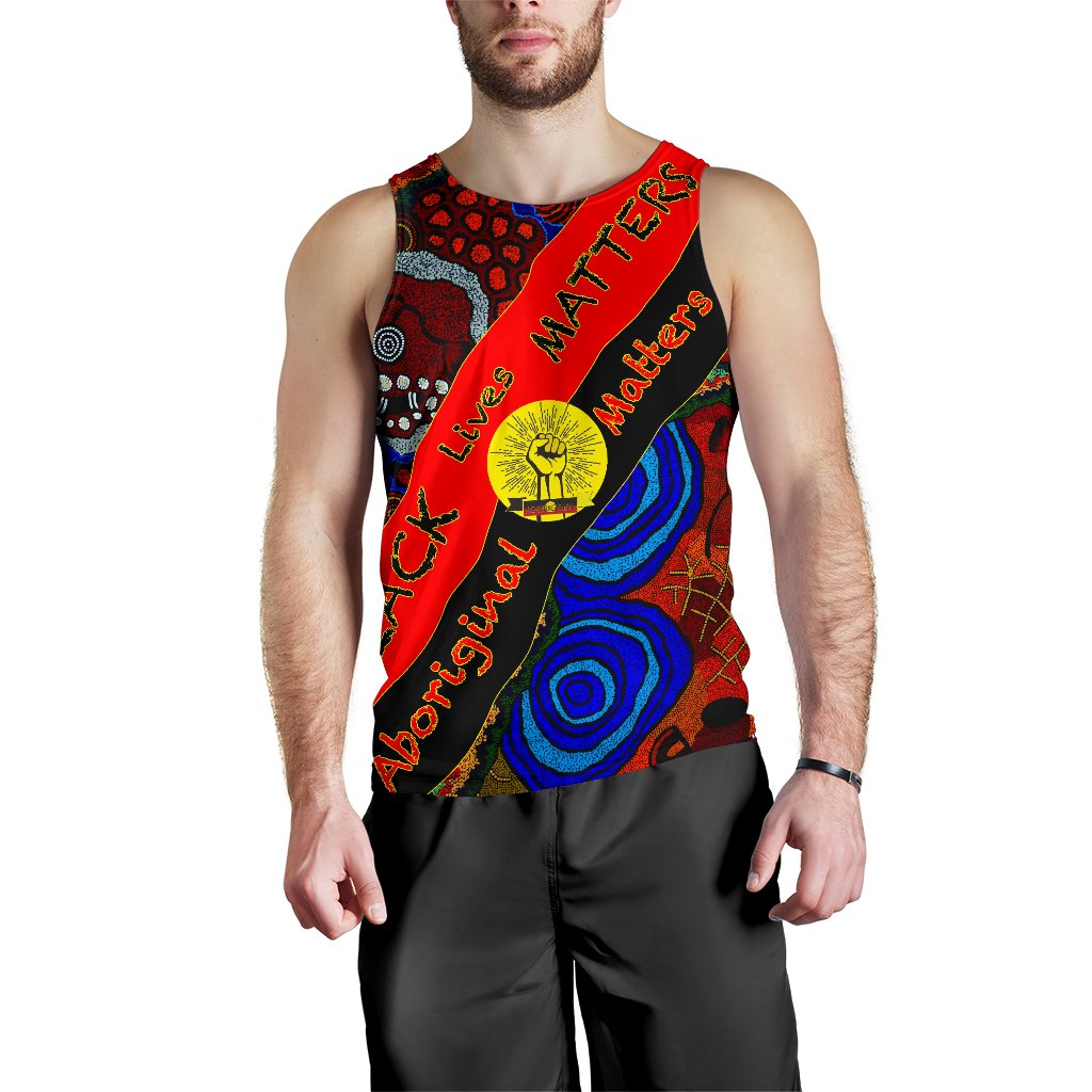 Men's Tank Top - Black Lives Matter and Aboriginal Patterns - Vibe Hoodie Shop