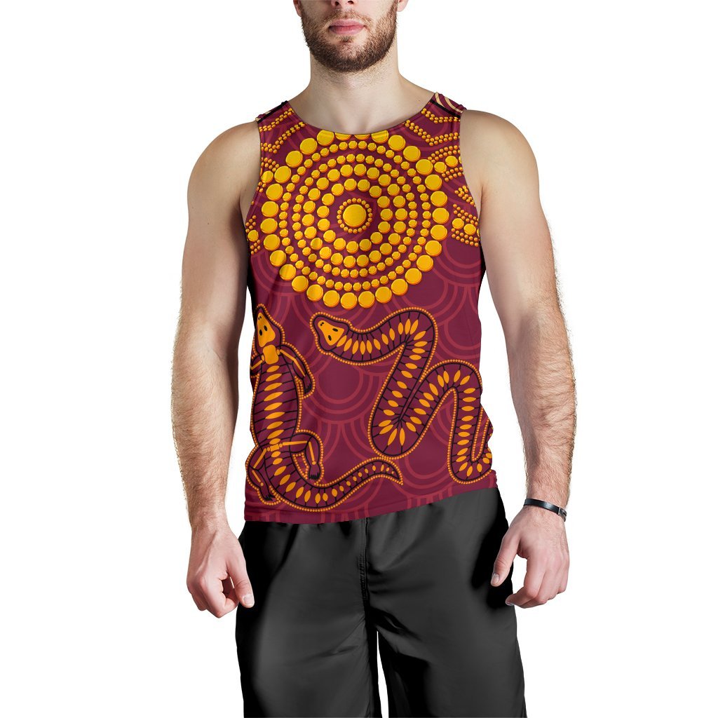 Aboriginal men's Tank Top - Aboriginal Snake And Alligator - Vibe Hoodie Shop