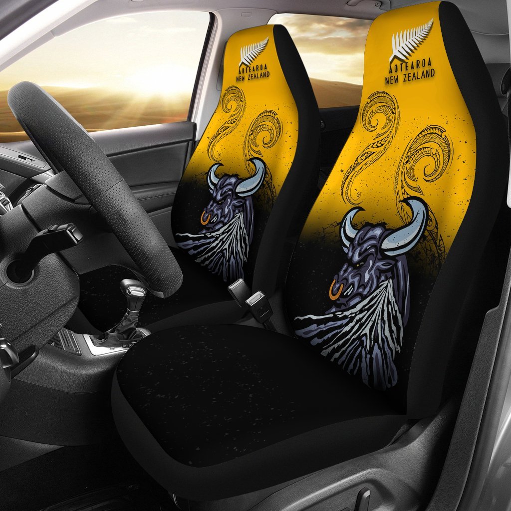 New Zealand Maori Car Seat Covers Taranaki Bull - Vibe Hoodie Shop