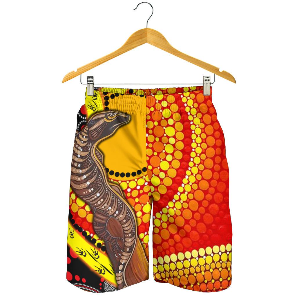 Men Short - Australian Aboriginal Dot Painting Sun and Lizard - Vibe Hoodie Shop