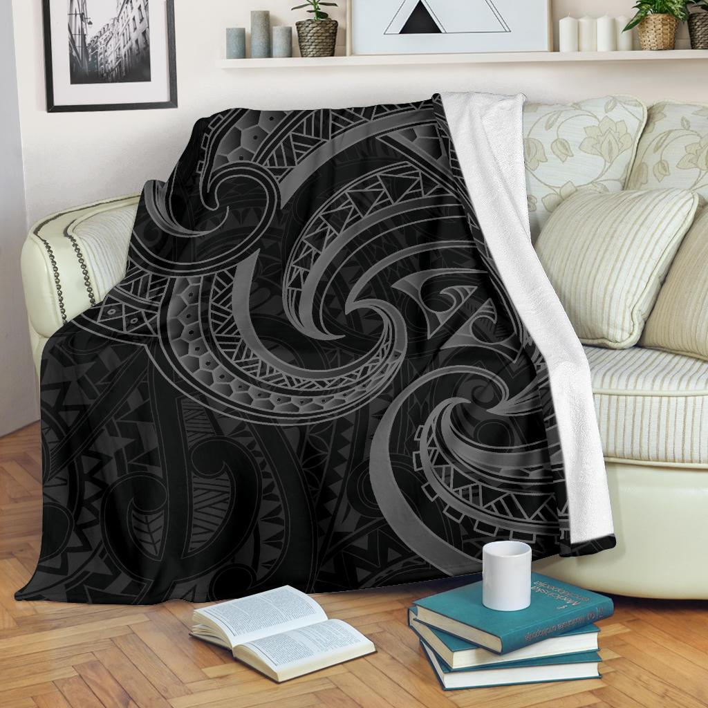 New Zealand Maori Mangopare Premium Blanket Polynesian - Black - Vibe Hoodie Shop