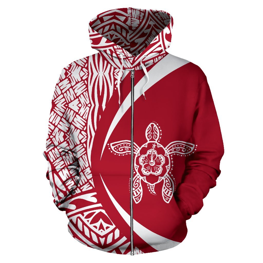 American Samoa Turtle Polynesian Zip Up Hoodie - Circle Style 04 - Vibe Hoodie Shop