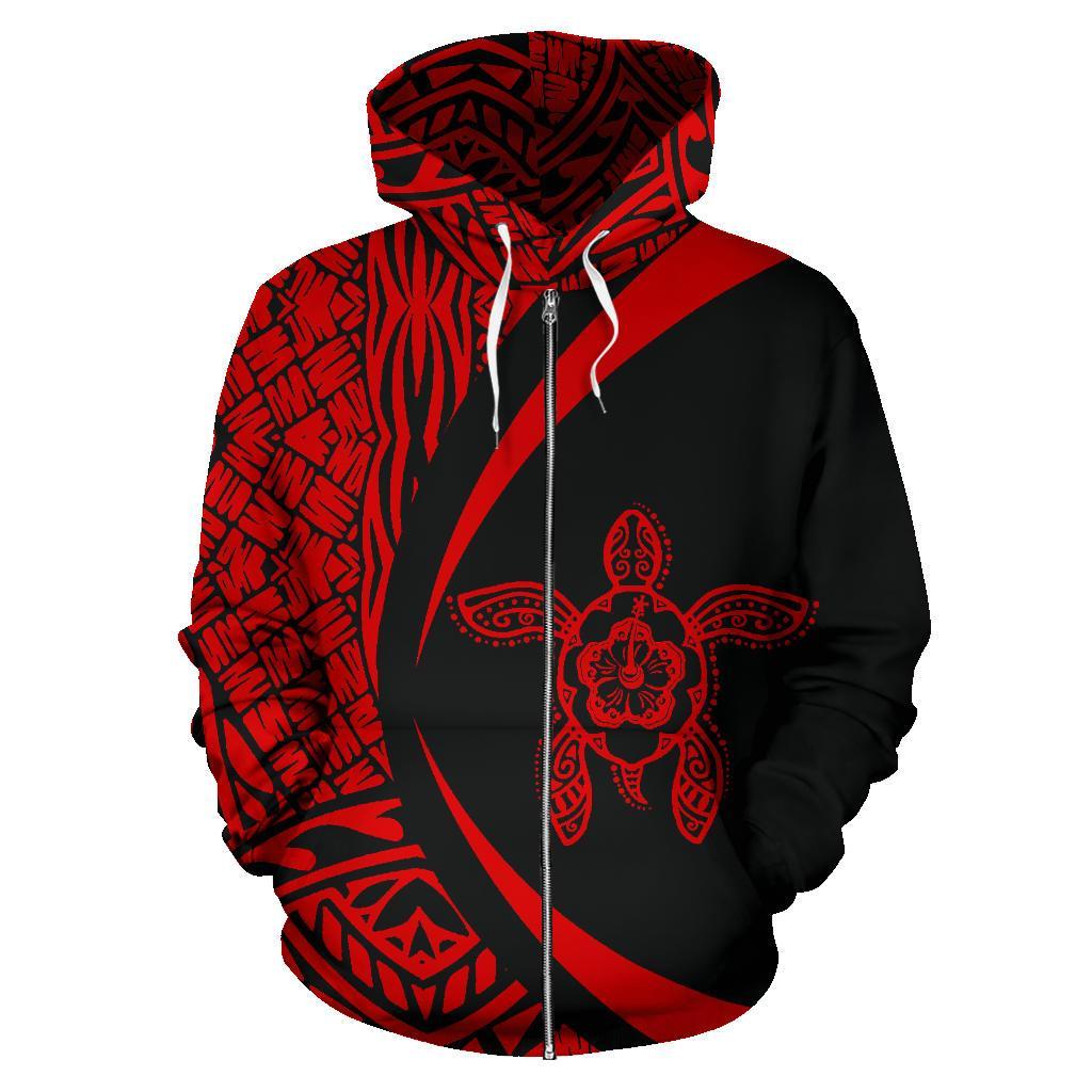 Marshall Islands Turtle Polynesian Zip Up Hoodie - Circle Style 04 - Vibe Hoodie Shop