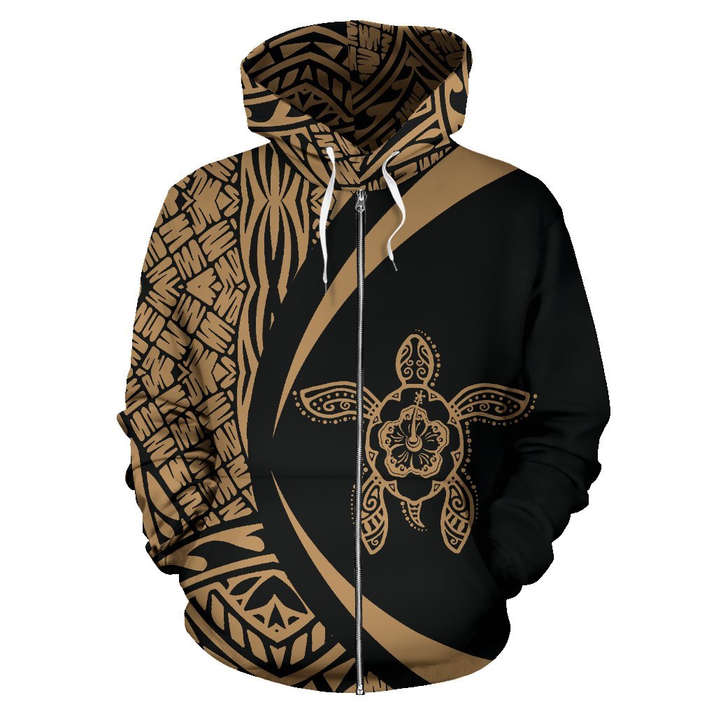 American Samoa Turtle Polynesian Zip Up Hoodie - Circle Style 03 - Vibe Hoodie Shop