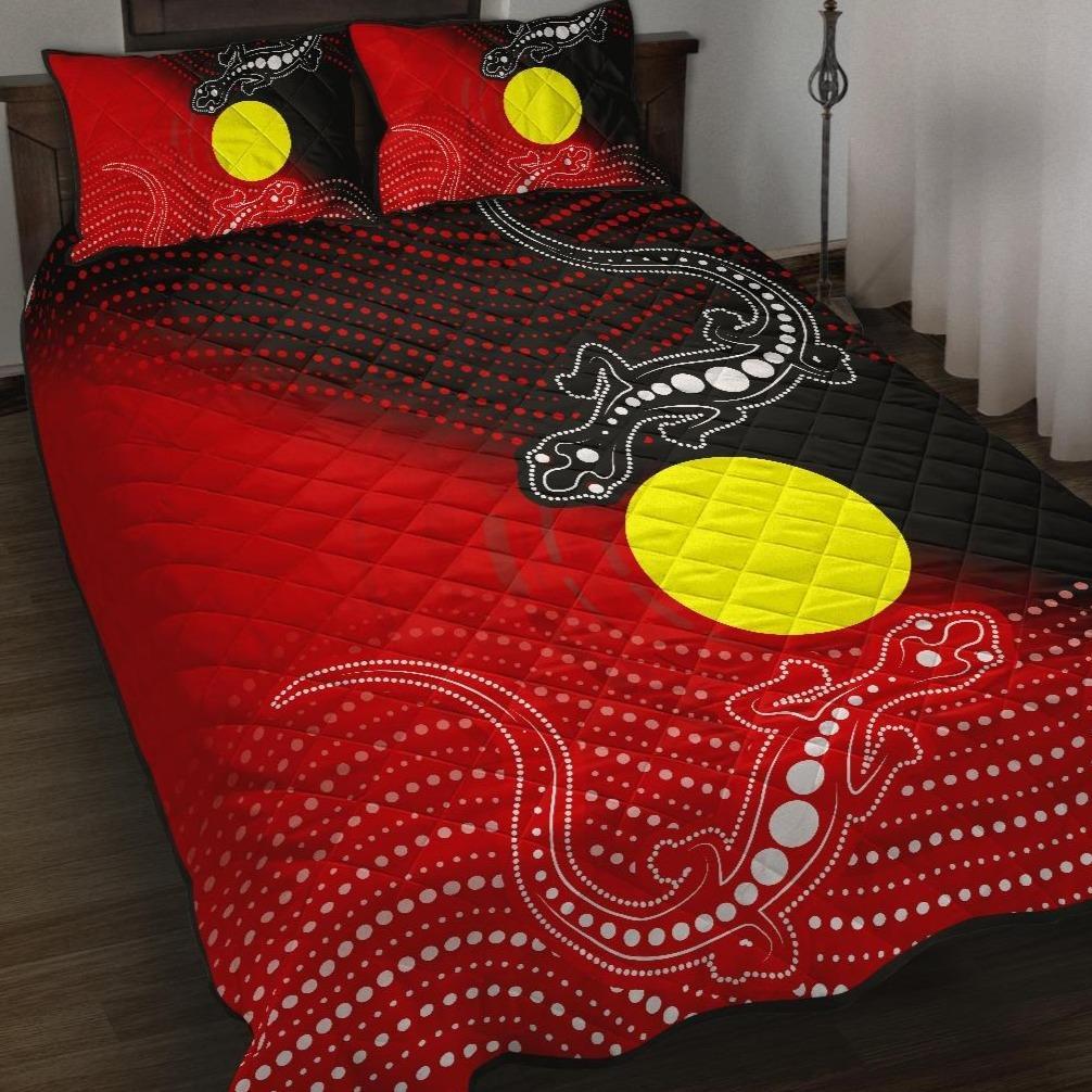 Aboriginal Quilt Bed Set - Two Indigenous Lizard - Vibe Hoodie Shop