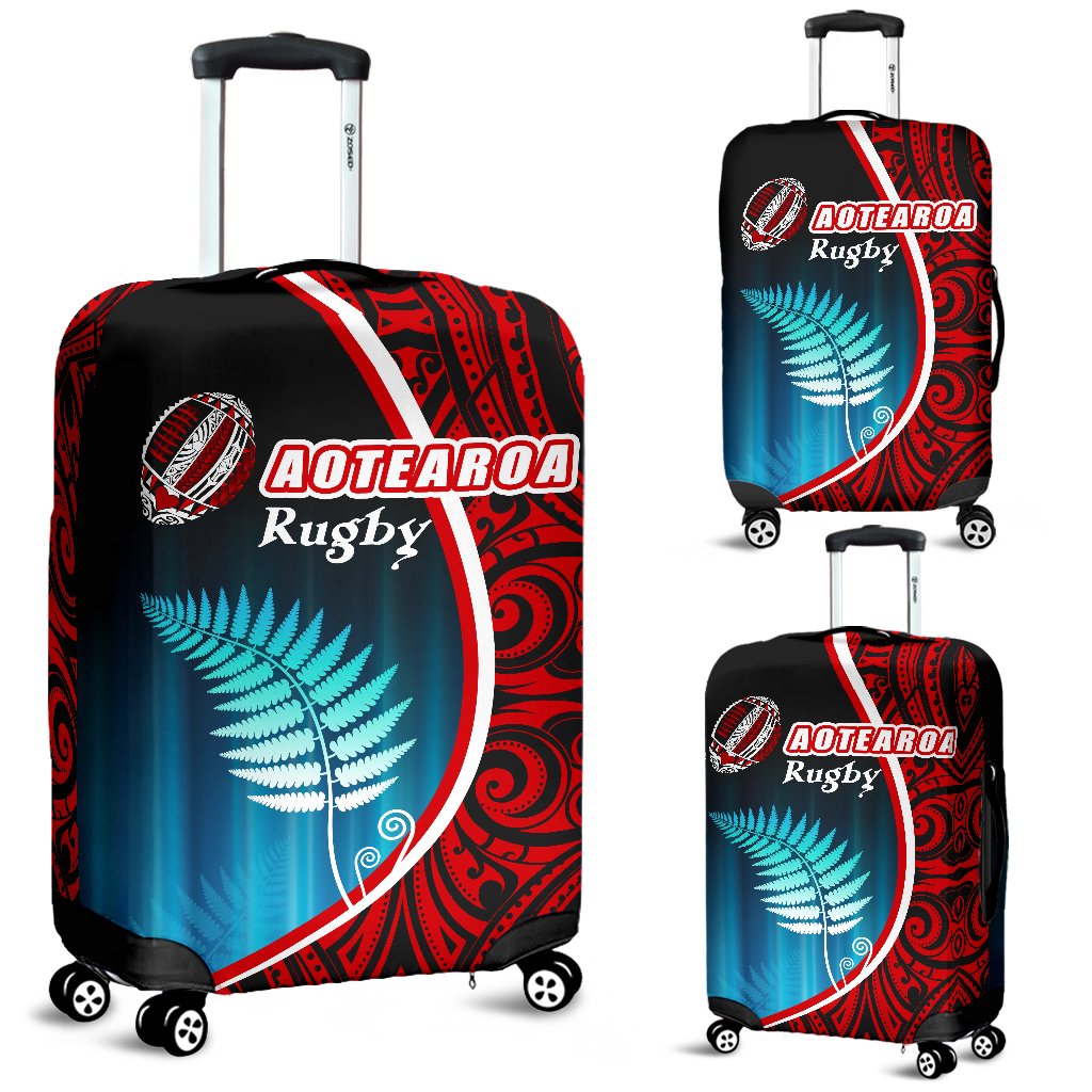 Aotearoa Rugby Black Maori Luggage Covers Kiwi and Silver Fern New Zealand - Vibe Hoodie Shop