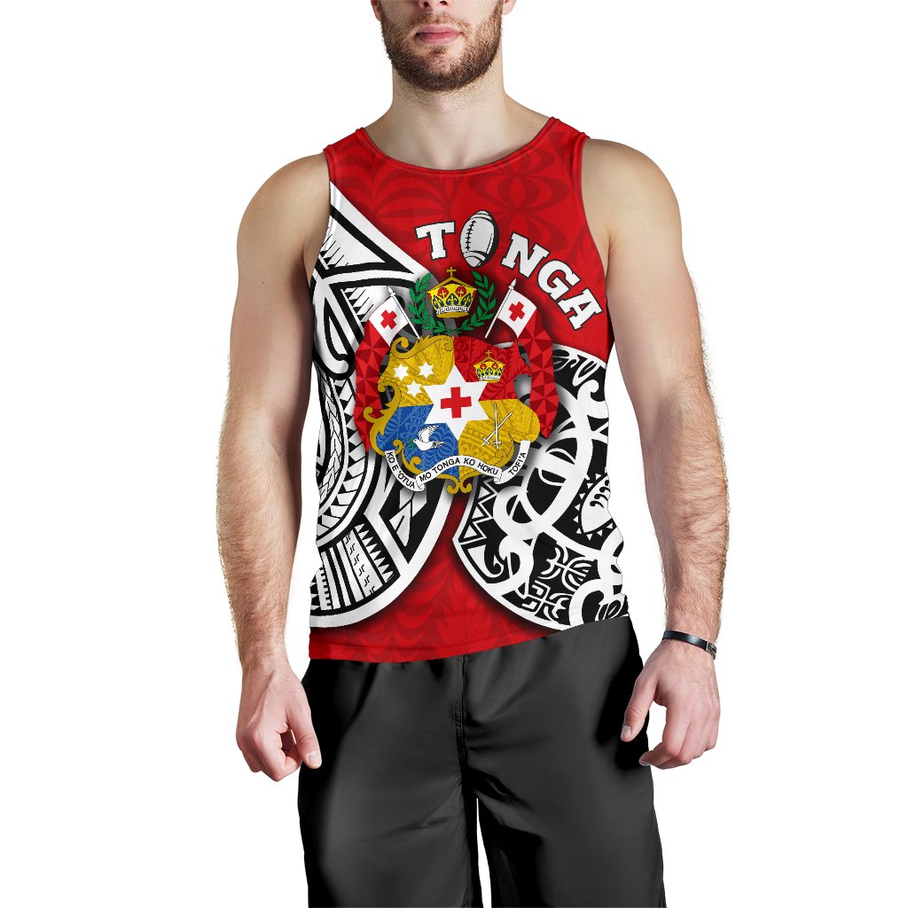 (Custom Personalised) Tonga Rugby Men's Tank Top Polynesian Style - Vibe Hoodie Shop