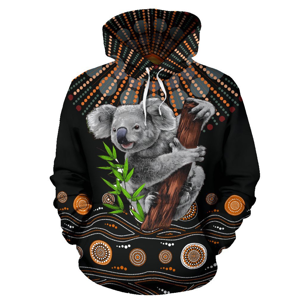 Aboriginal Hoodie, Koala Sun Circle Dot Painting All Over Print - Vibe Hoodie Shop