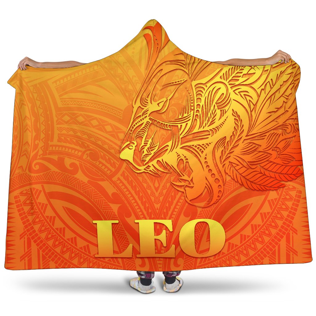sun-in-leo-zodiac-hooded-blanket-polynesian-tattoo-simple-orange
