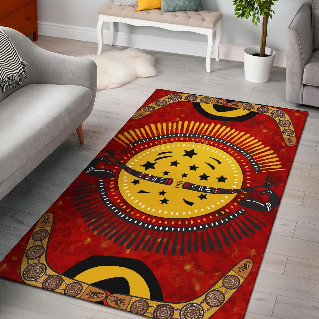 Aboriginal Area Rug - Boomerang - Vibe Hoodie Shop