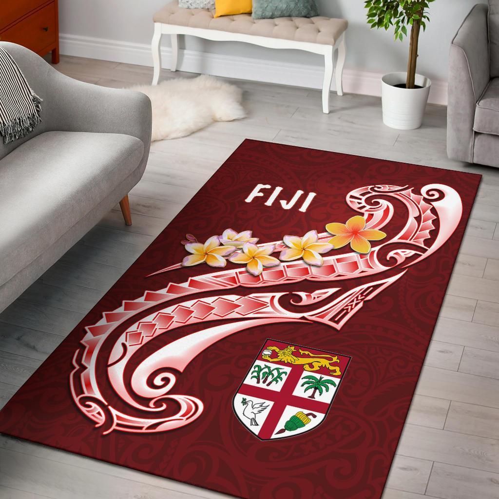 Fiji Area Rug - Fiji Seal Polynesian Patterns Plumeria (Red) - Vibe Hoodie Shop