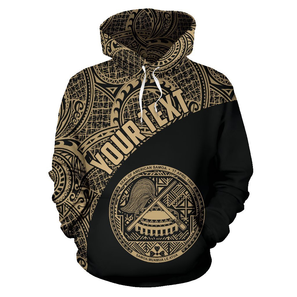 American Samoa Hoodie Coat Of Arms Polynesian Wave Gold (Custom) - Vibe Hoodie Shop