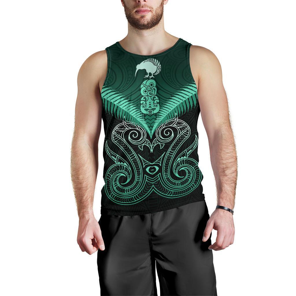 Maori Manaia New Zealand Men Tank Top Turquoise - Vibe Hoodie Shop