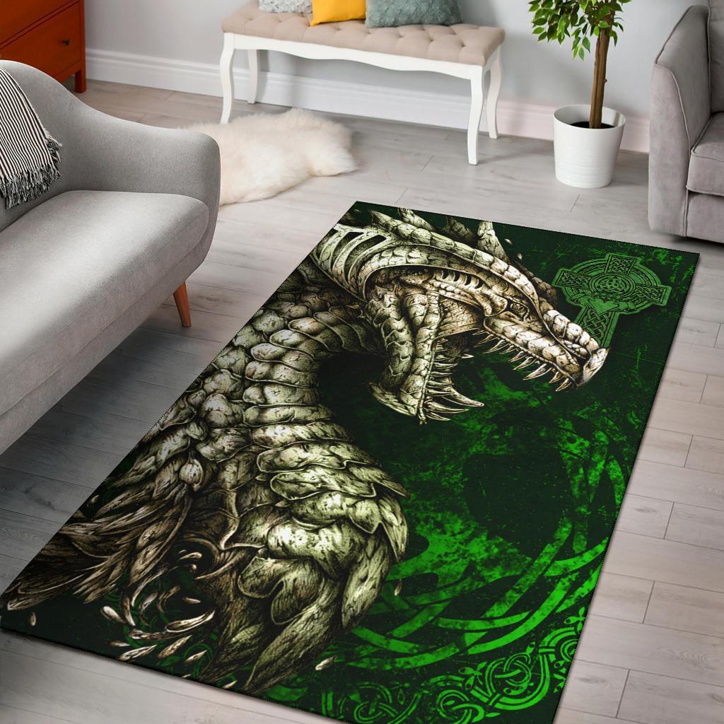 Ireland Celtic Area Rug - Dragon and Claddagh Cross - Vibe Hoodie Shop