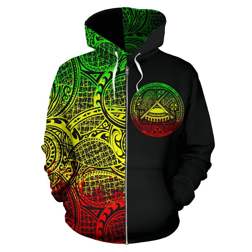 American Samoa Hoodie Coat Of Arms - Half Style (Zip) - Vibe Hoodie Shop