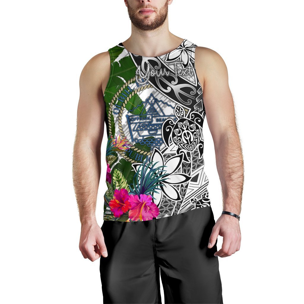 Palau Custom Personalised Men's Tank Top White - Turtle Plumeria Banana Leaf Crest - Vibe Hoodie Shop