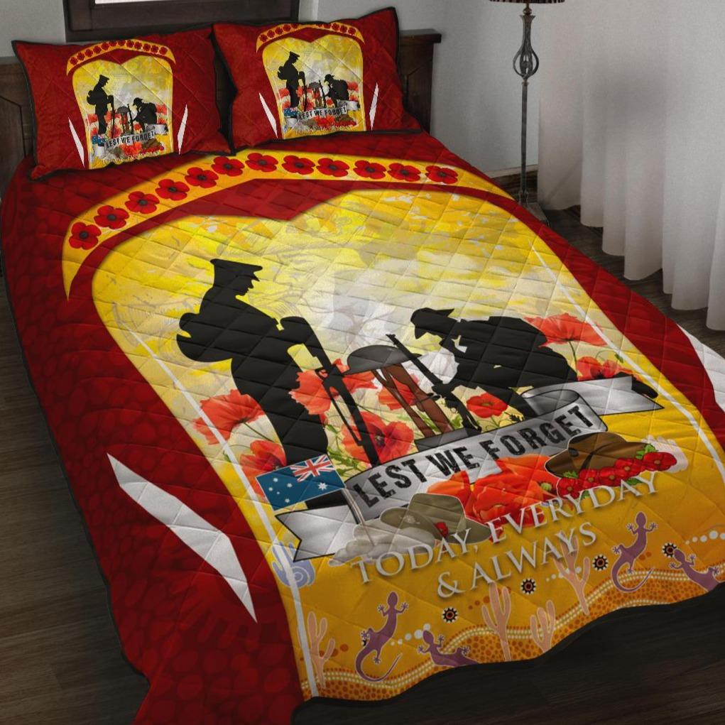 ANZAC Quilt Bed Set - Lest We Forget Aboriginal Version - Vibe Hoodie Shop