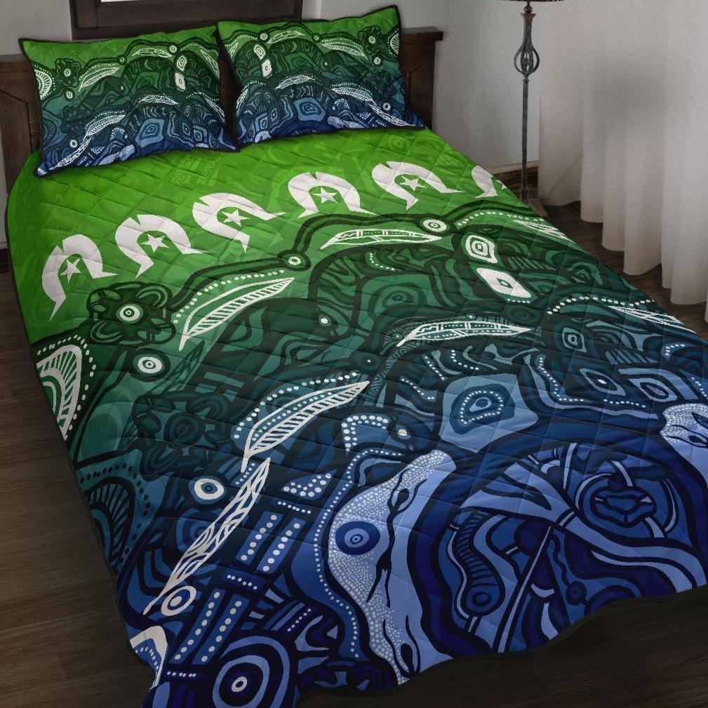 Torres Strait Islands Quilt Bed Set - Blue - Vibe Hoodie Shop