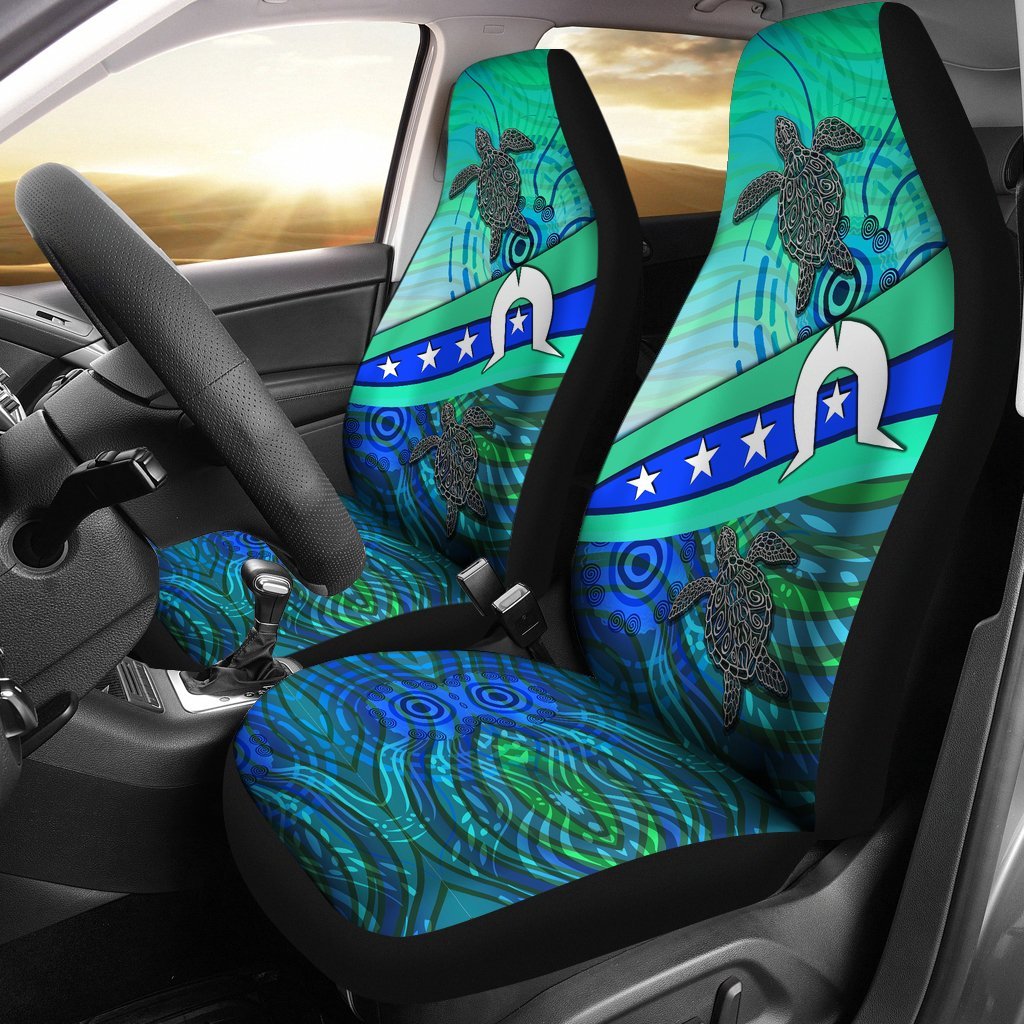 Car Seat Cover - Torres Strait Flag And Turtle - Vibe Hoodie Shop