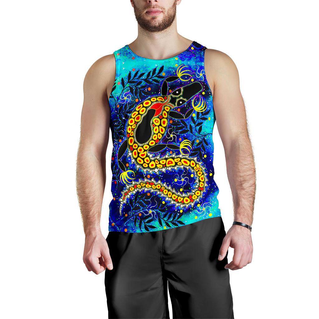 Aboriginal Men's Tank Tops - Indigenous Crocodile - Vibe Hoodie Shop