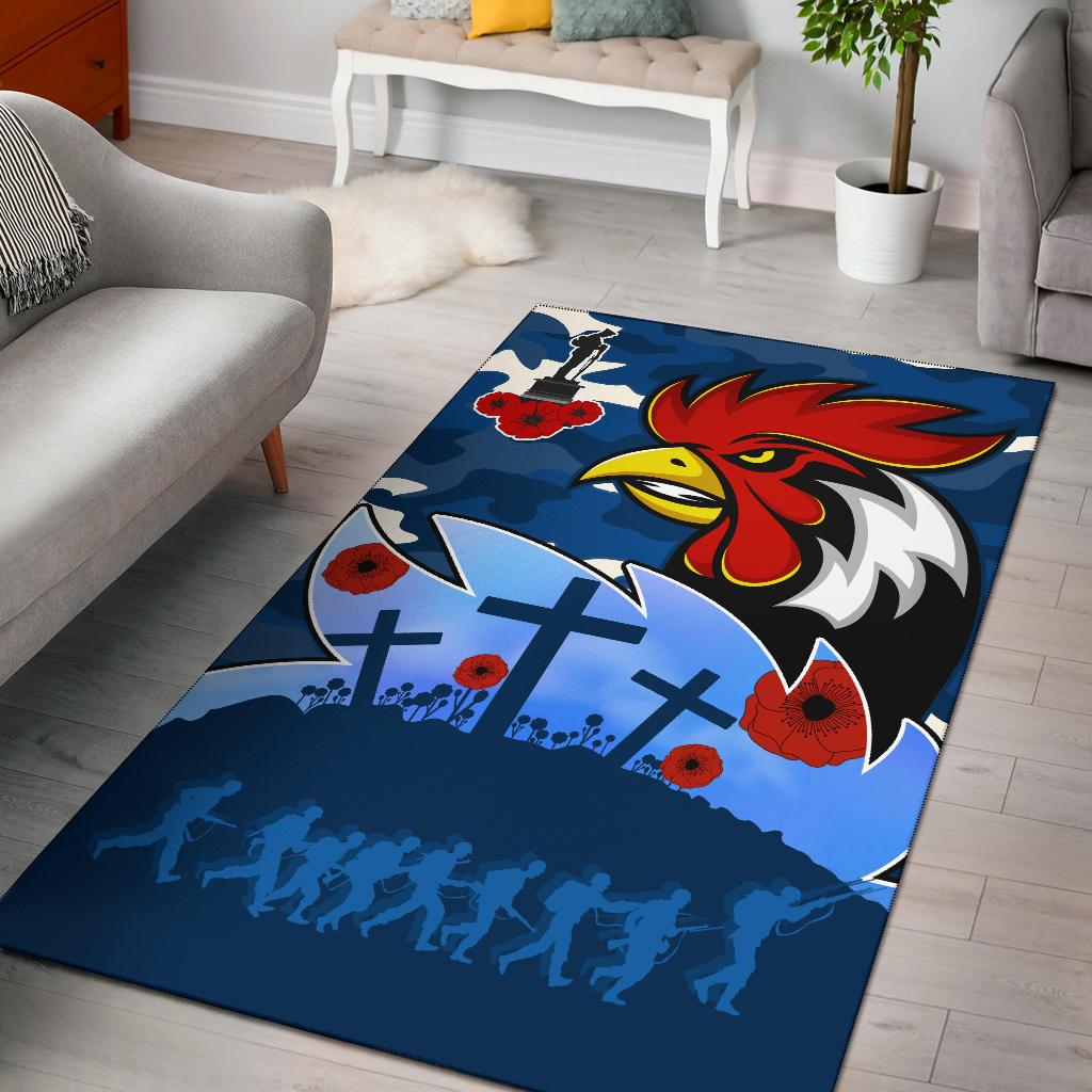 Roosters ANZAC Day Area Rug Military - Blue - Vibe Hoodie Shop