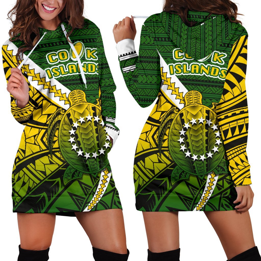 Cook Islands Women Hoodie Dress Style Turtle Rugby - Vibe Hoodie Shop