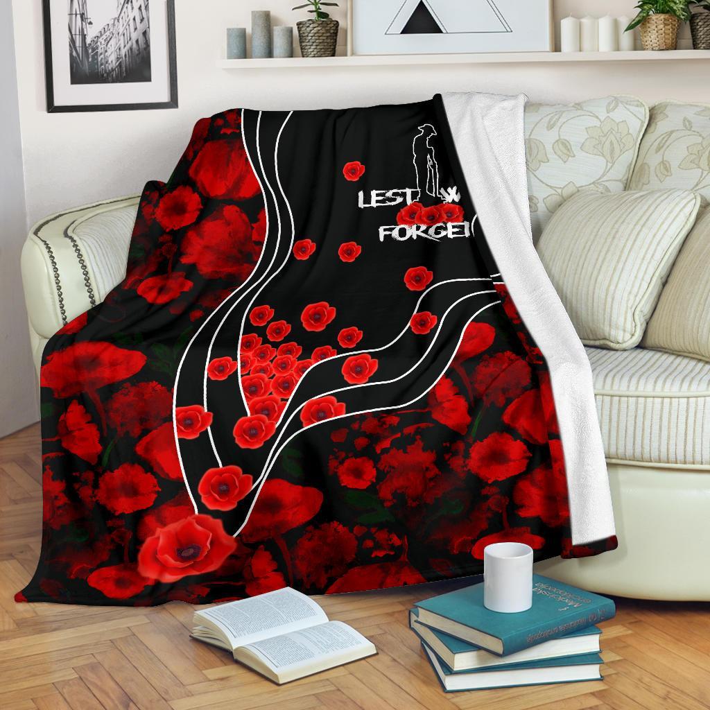 ANZAC Lest We Forget Premium Blanket - Poppy Flowers - Vibe Hoodie Shop