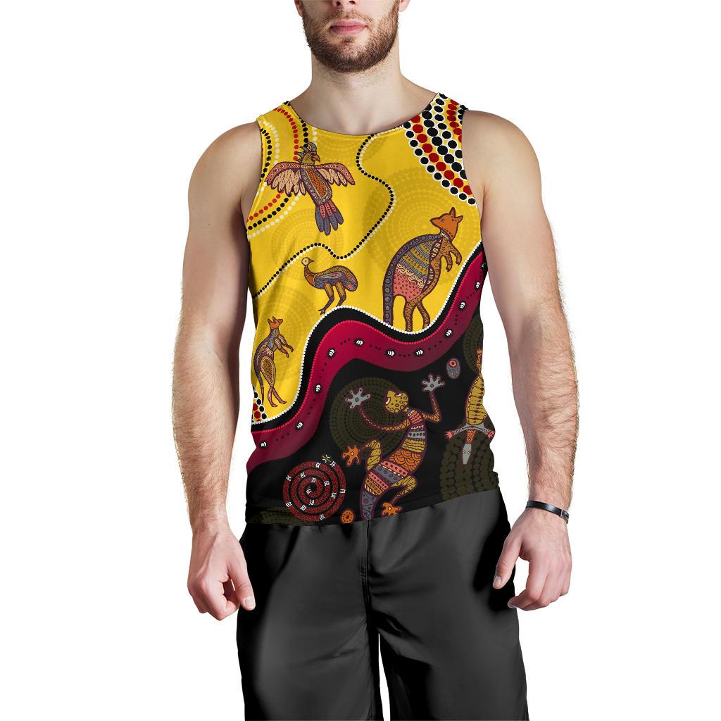 Aboriginal Tank Top - Indigenous Animals Life Art - Men - Vibe Hoodie Shop