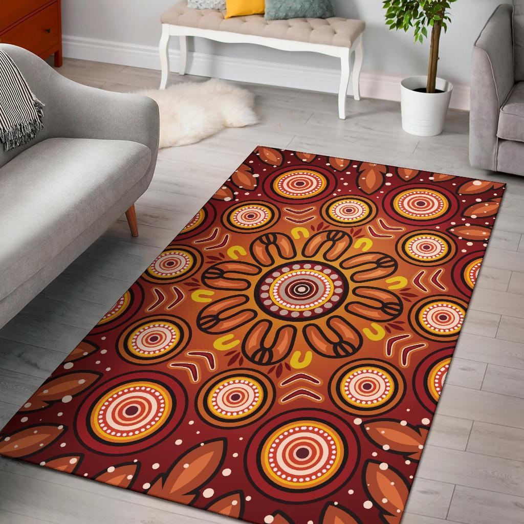 Aboriginal Area Rug - Circle Flowers Patterns VER01 - Vibe Hoodie Shop