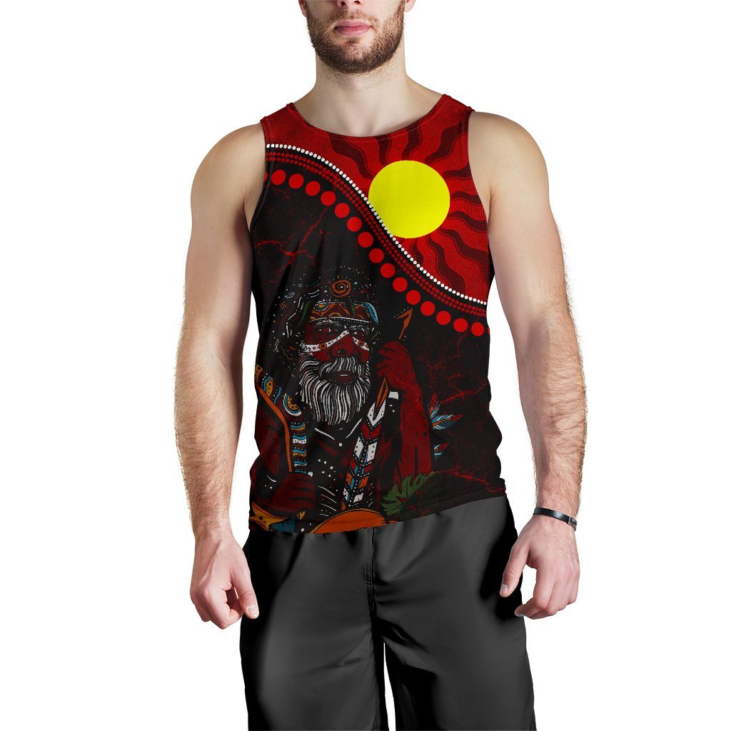 Aboriginal Men's Tank Top - Indigenous People And Sun - Vibe Hoodie Shop