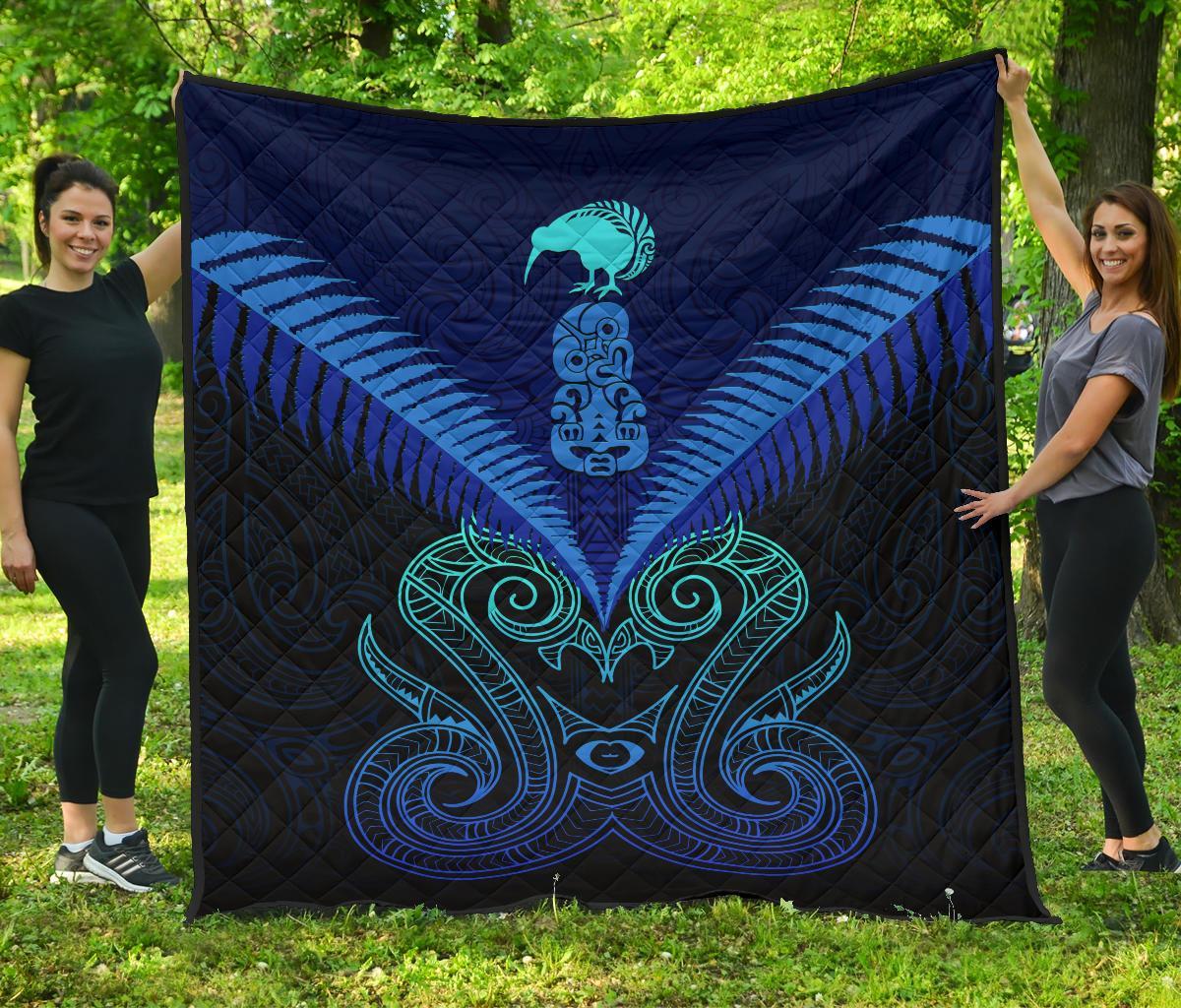 Maori Manaia New Zealand Premium Quilt Blue - Vibe Hoodie Shop